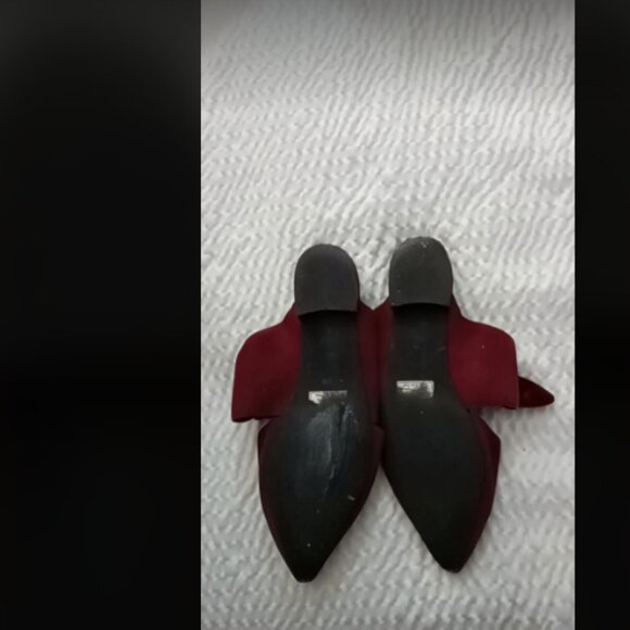 Jeffrey Campbell Charlin Pointed Toe Bow Accent Mules Burgundy Suede Sz 10M - Picture 3 of 8